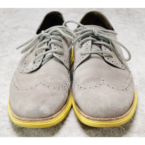 Cole Haan Lunargrand Gray Suede Yellow Sole Wingtip Shoes Mens Size 11 main image 7